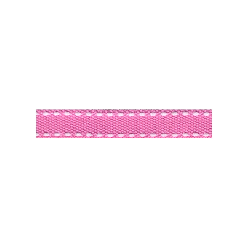 12mm Tiret ribbon 176 candy pink with white stitch
