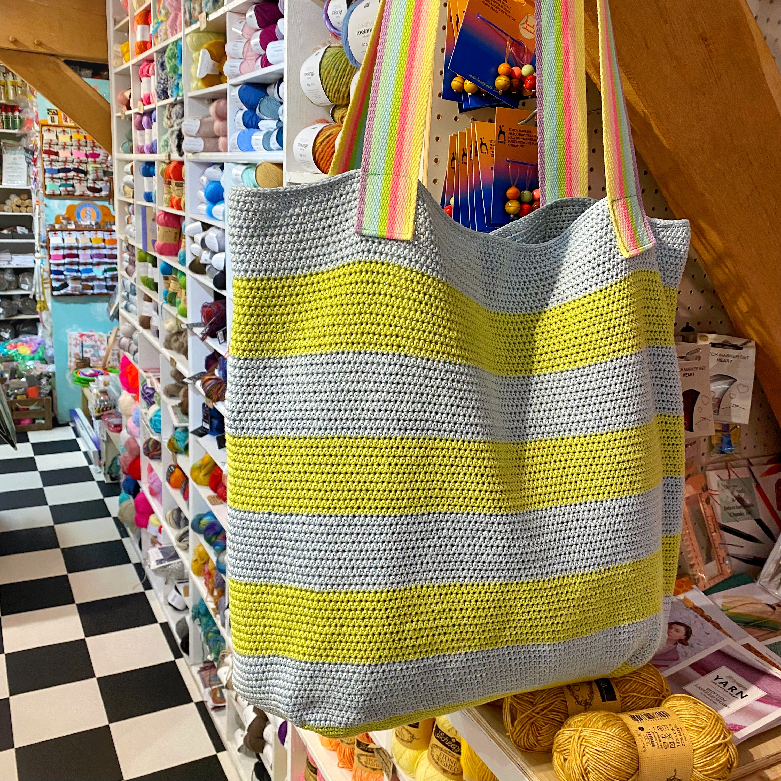 Easy Striped Cotton Crochet Tote Project