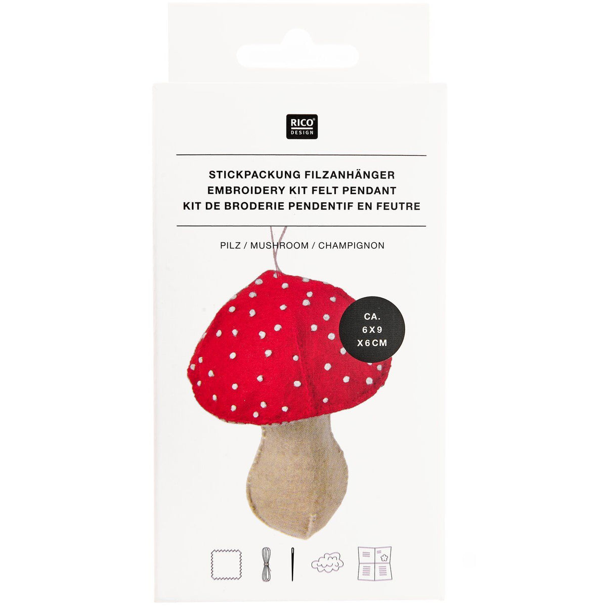 Embroidery kit: Felt Mushroom Pendant Decoration