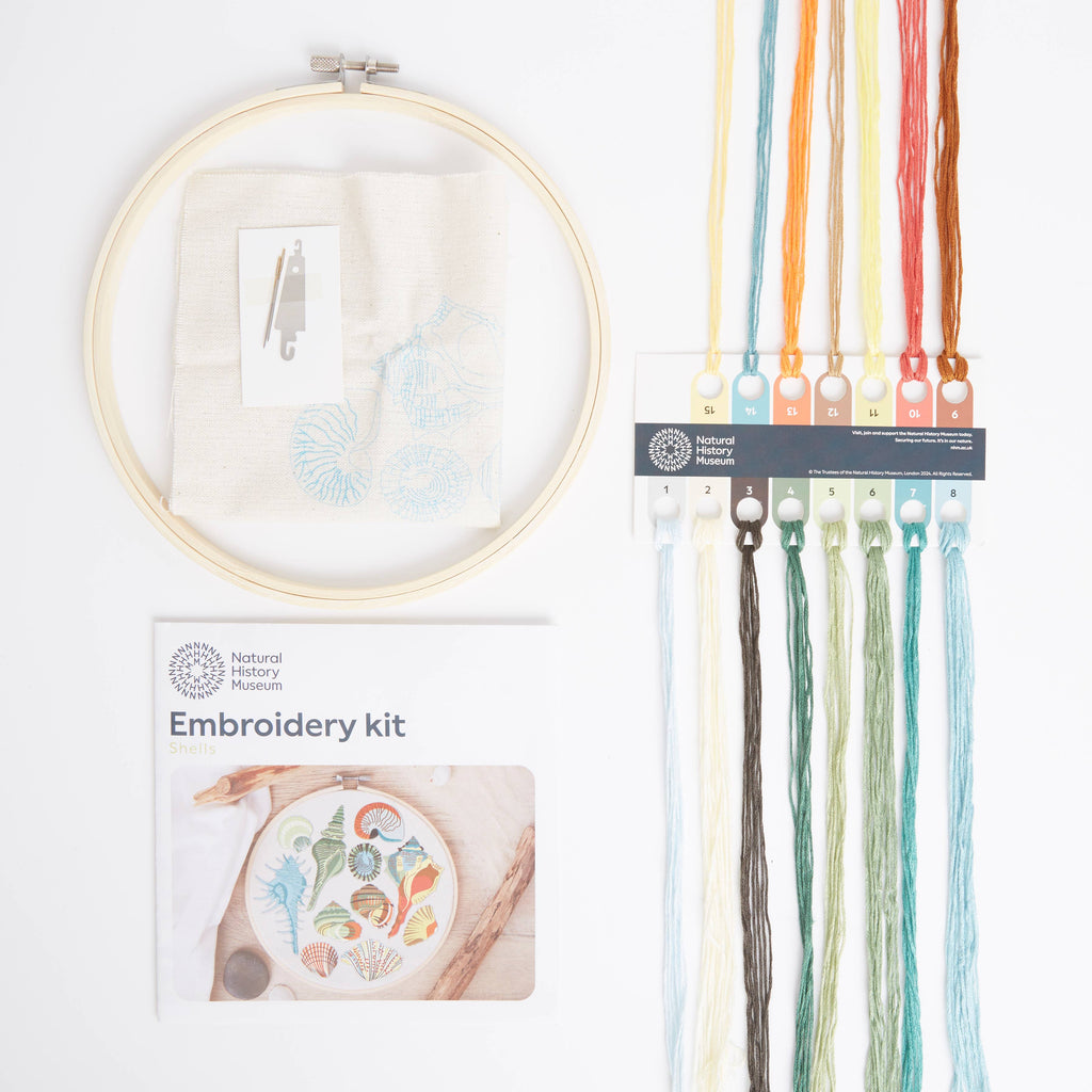 Natural History Museum Embroidery Hoop Kit, Shells Design 8"