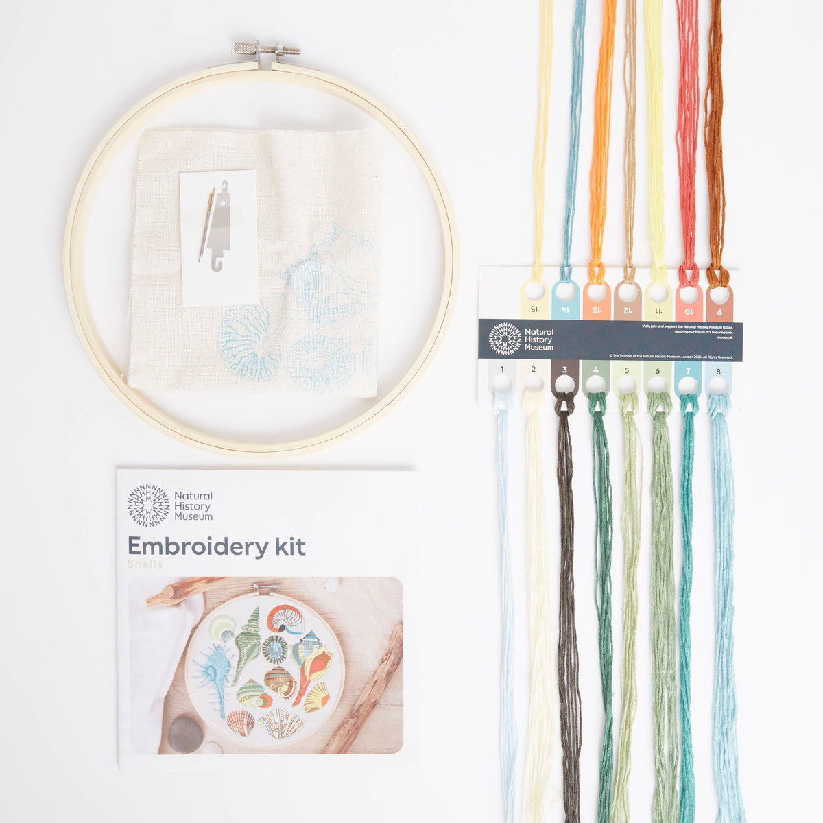 Natural History Museum Embroidery Hoop Kit, Shells Design 8"