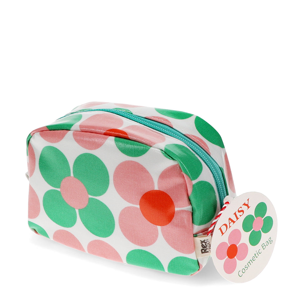 Oilcloth Crochet Hook Case / Makeup Case : Green & Pink