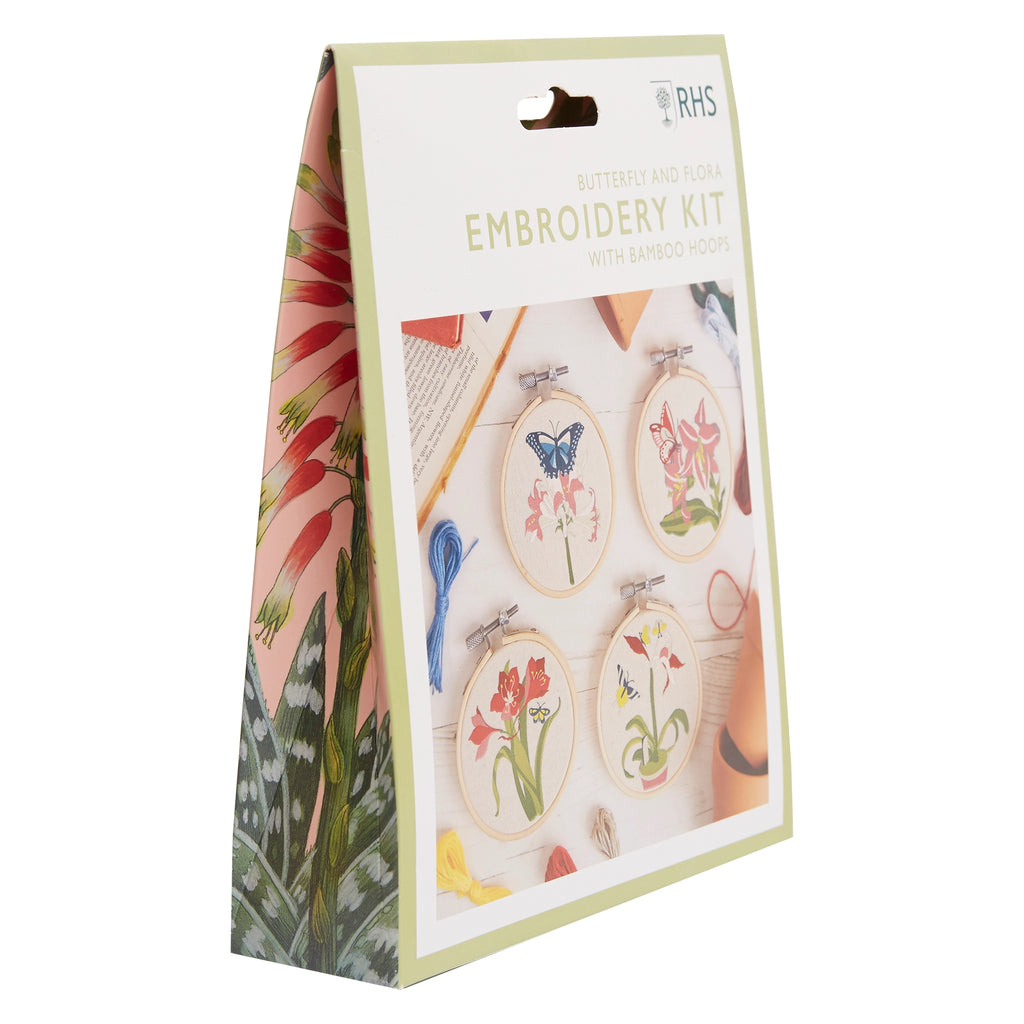 RHS Embroidery Hoop Kit x 4 : Butterfly & Flora