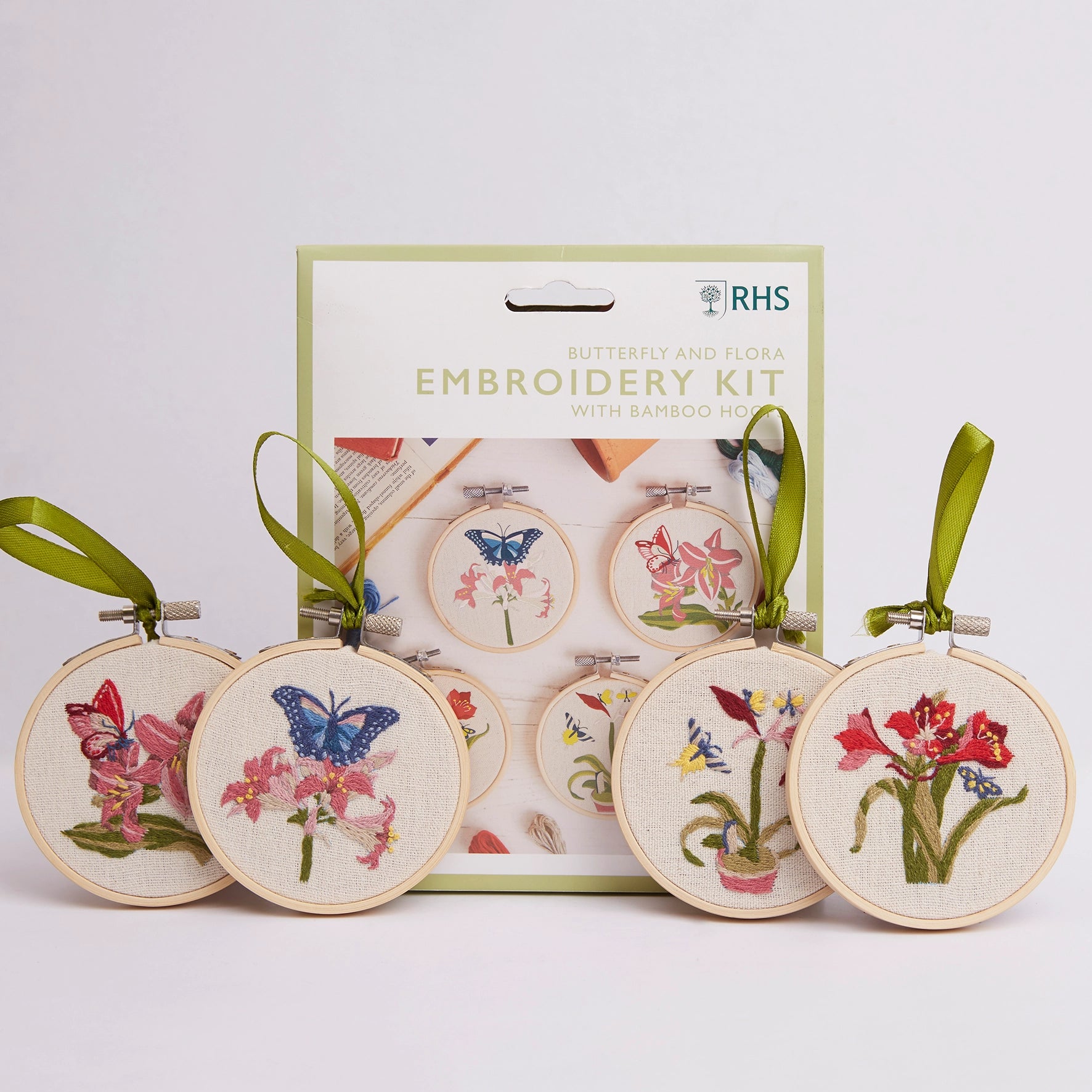 RHS Embroidery Hoop Kit x 4 : Butterfly & Flora