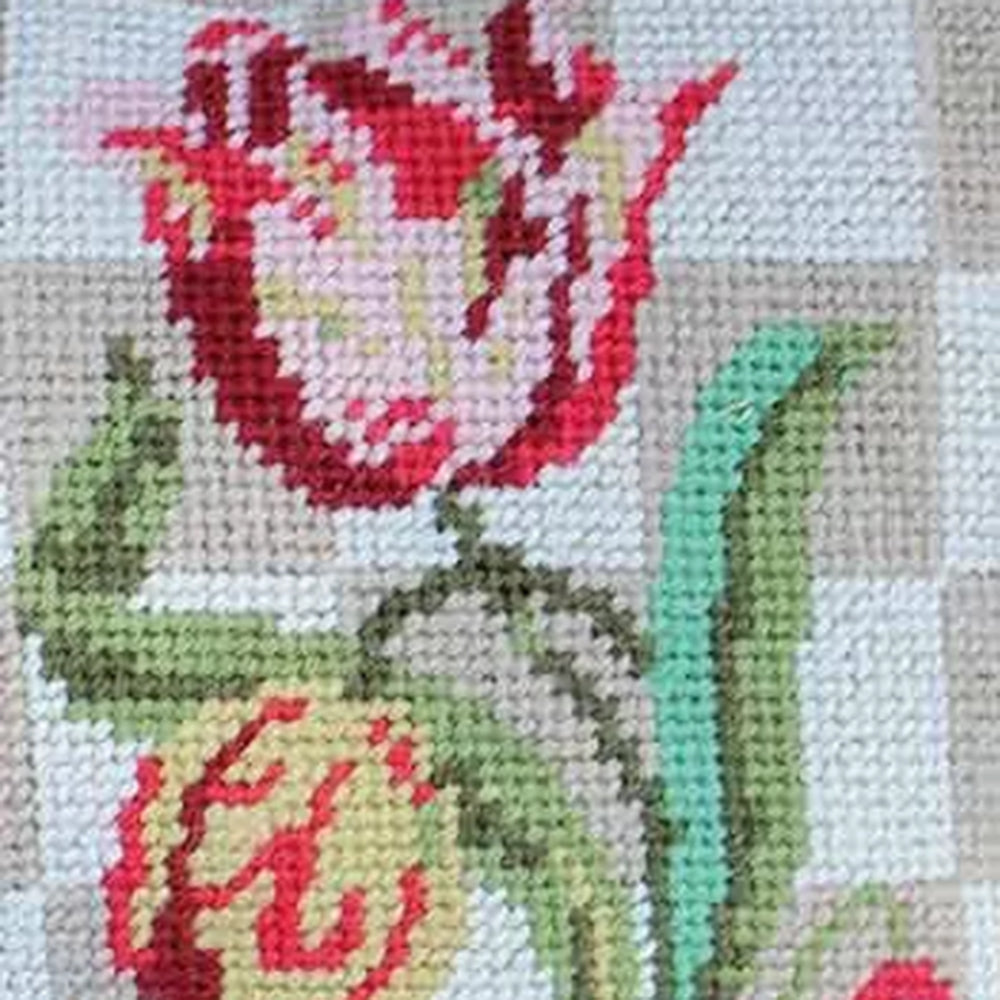 Sajou Cross Stitch Cushion Kit : Cyclamen, Rose, Tulip