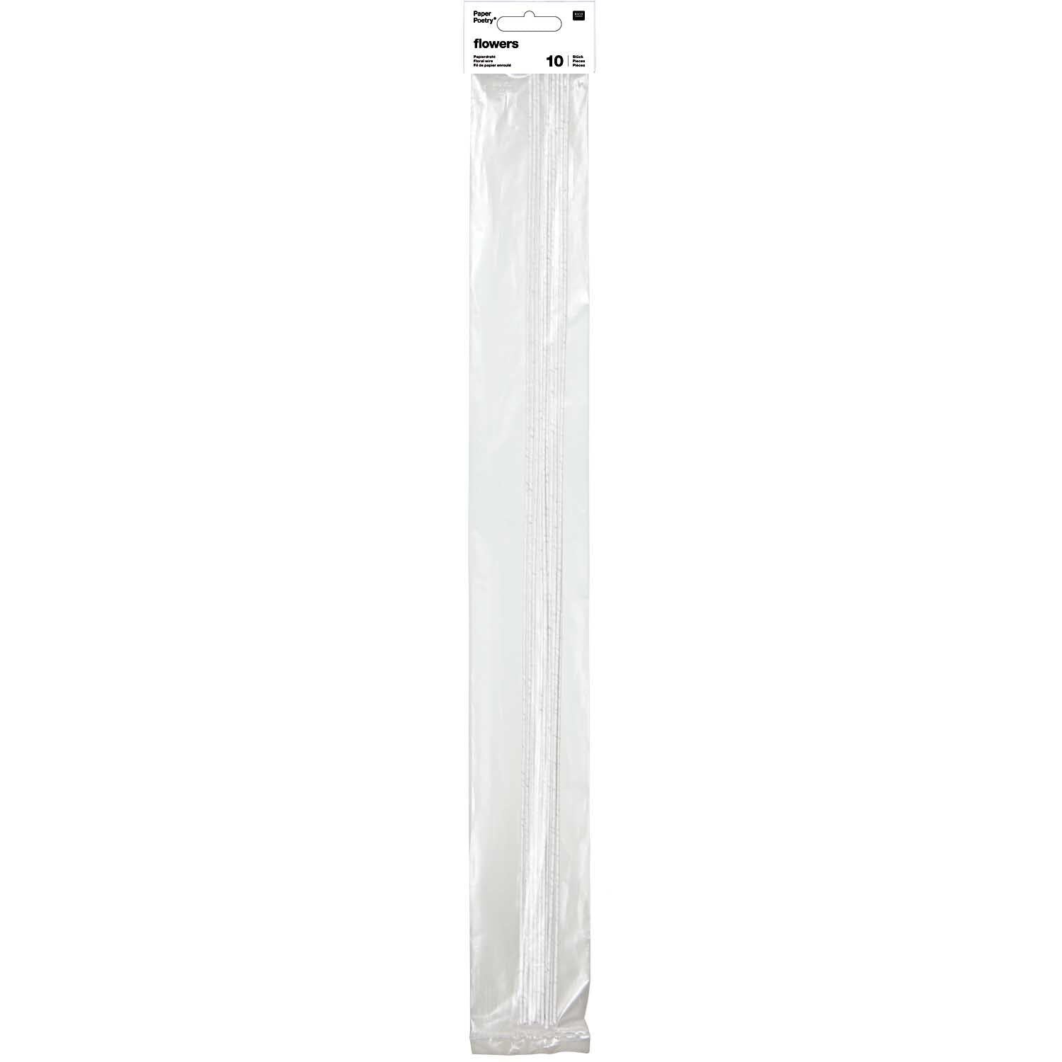 Floral Paper Wire White 50cm x 10 pieces