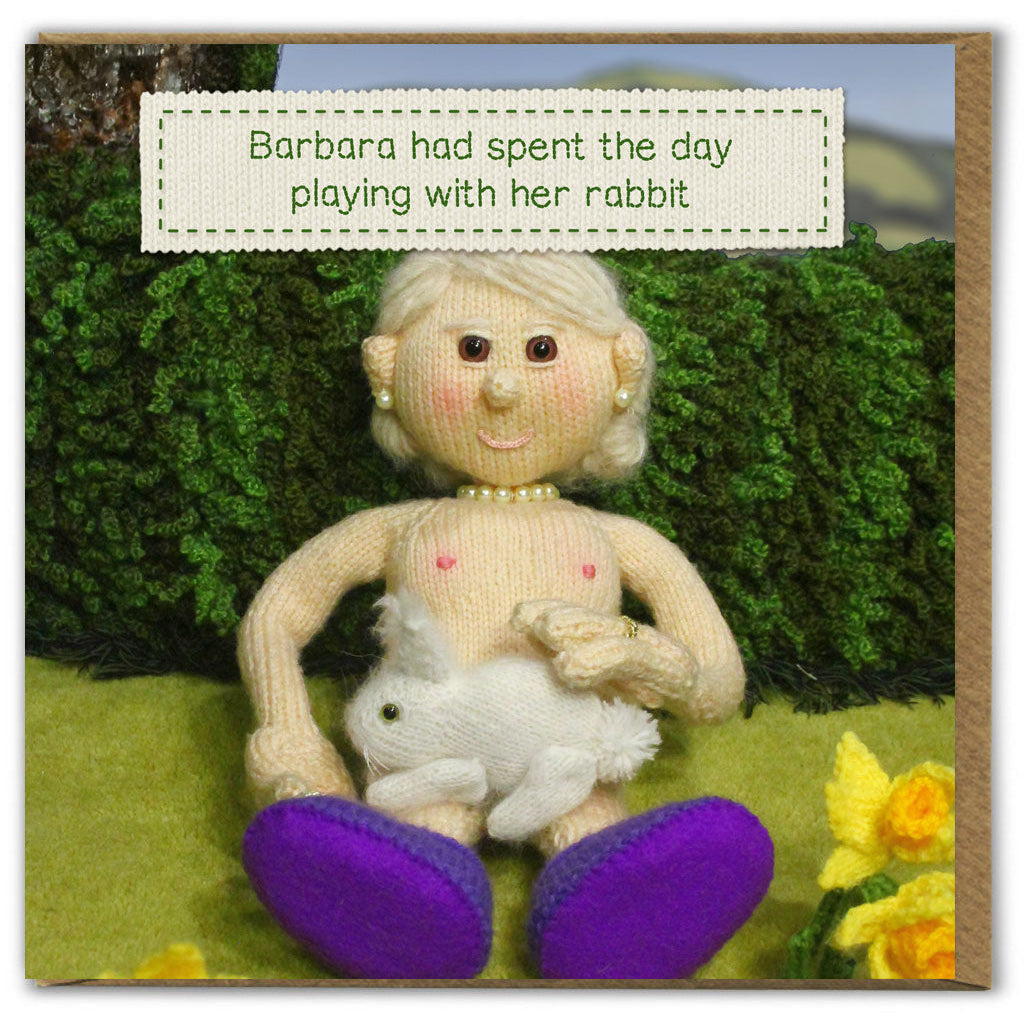 Greetings Card : Nudinits : Playing With Rabbit
