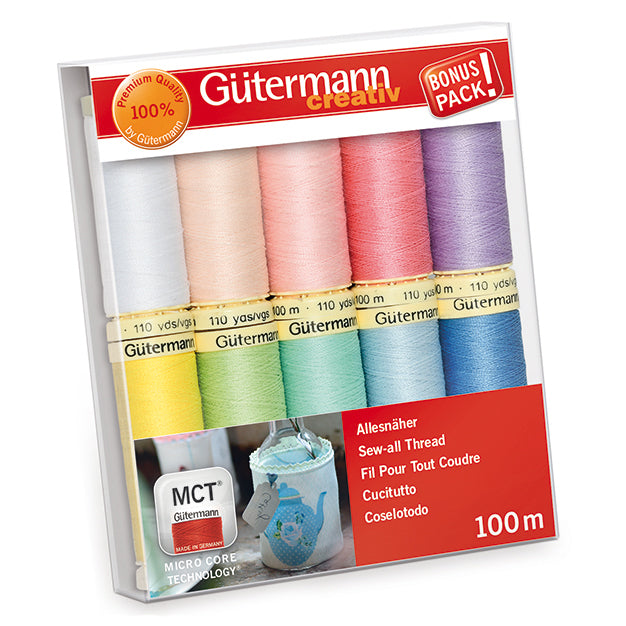 Gutermann Pastels Sewing Thread Set: 10 x 100m Reels