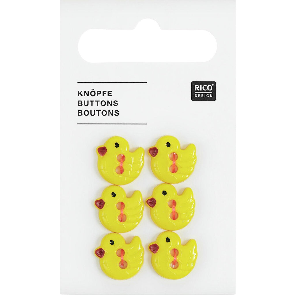 Button Set : Yellow Baby Chick Buttons x 6