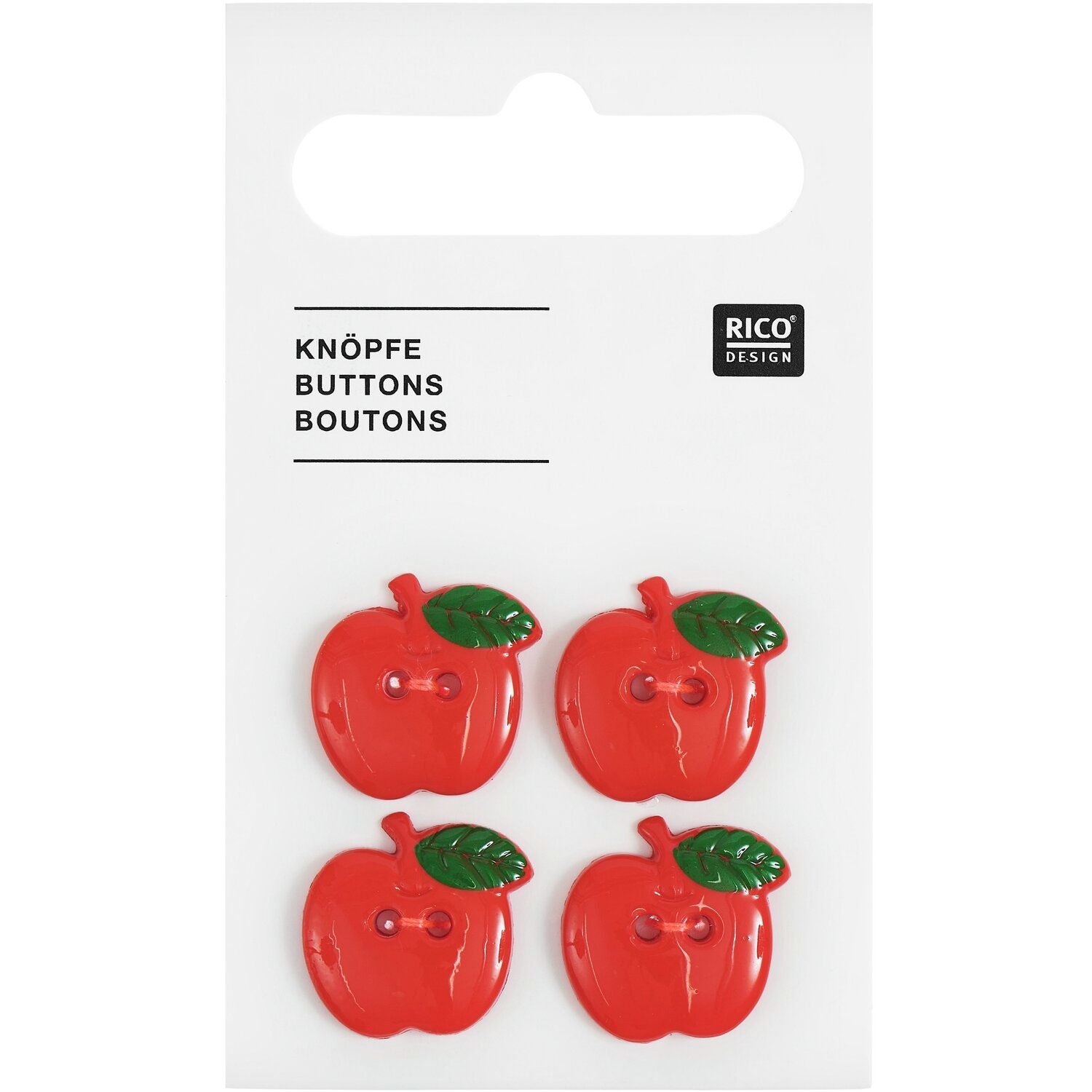 Button Set : Red Apple Buttons x 4