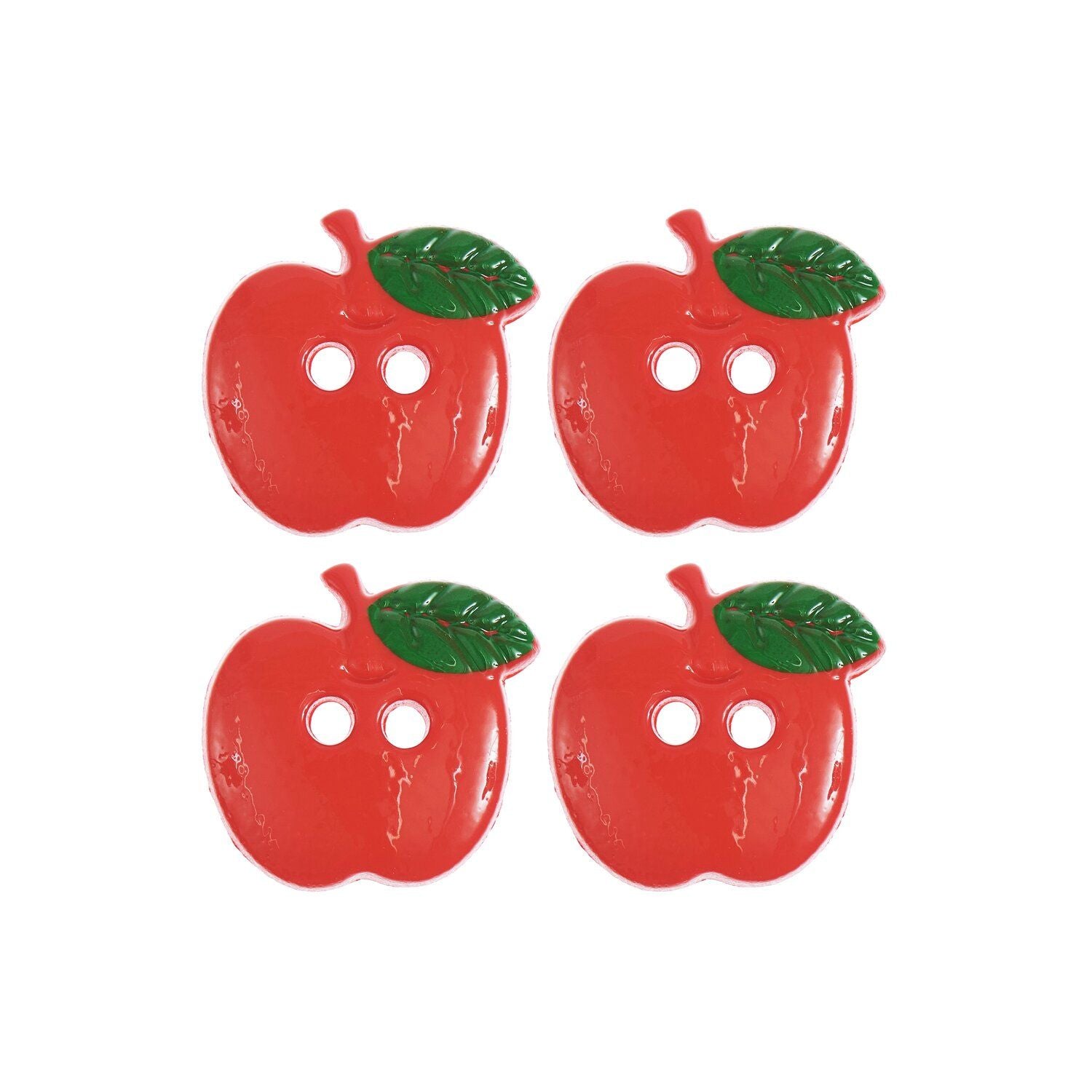 Button Set : Red Apple Buttons x 4