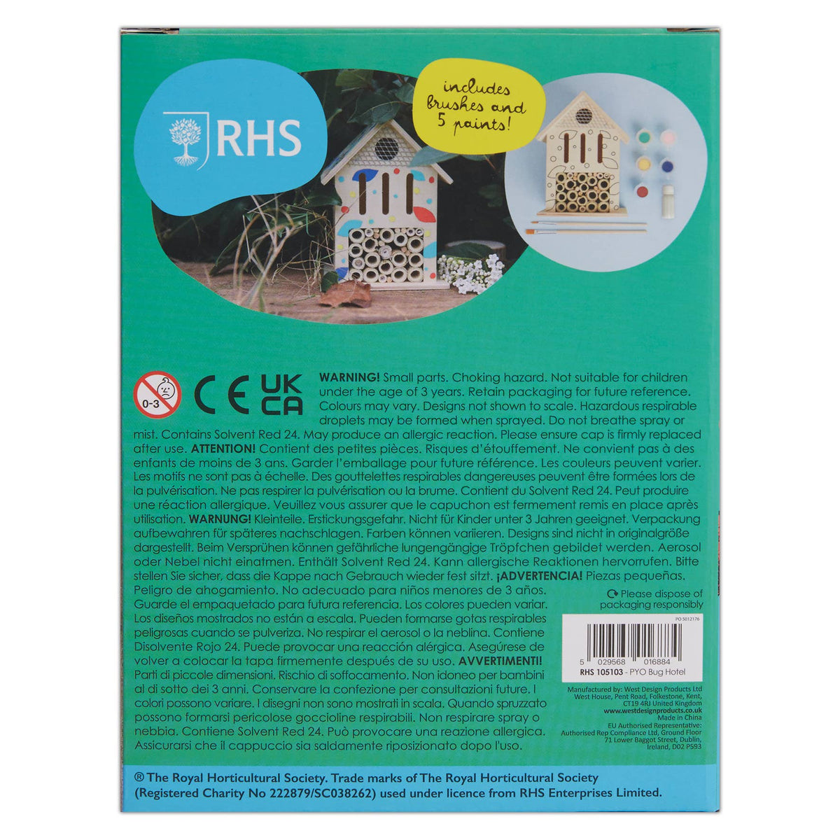 RHS Paint Your Own Set, White Single Craft Kit Set Bug Hotel