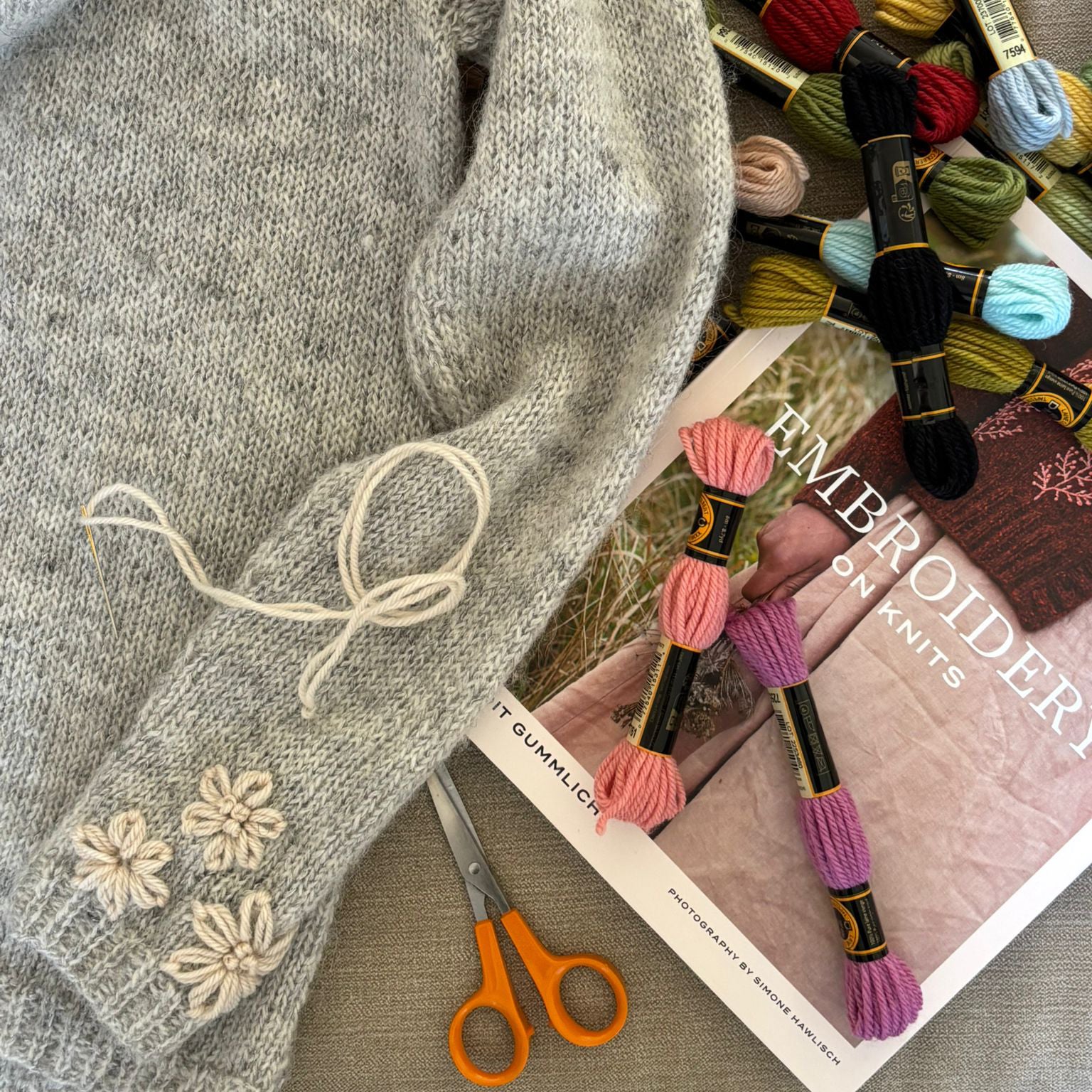 Wool Hand Embroidery on Knitting Workshop