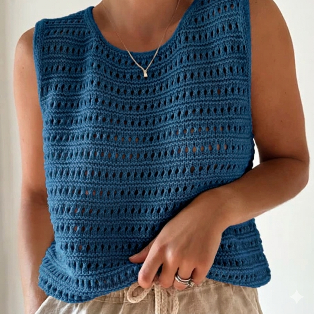 Hand Knitted Cotton Summer Top Kit - by Caidree