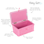 Sewing Box (S): Wicker Basket: Embroidered Cherries