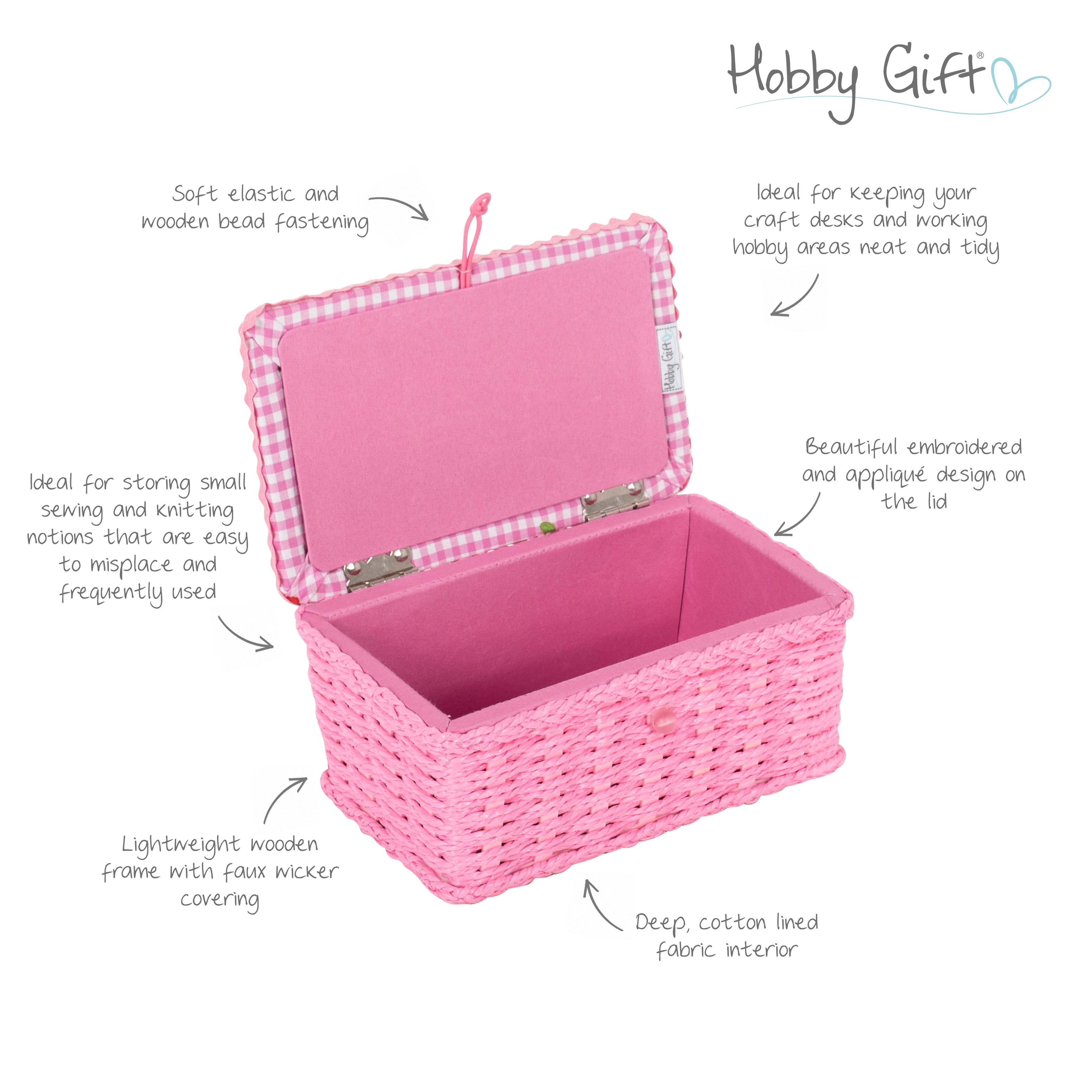 Sewing Box (S): Wicker Basket: Embroidered Cherries