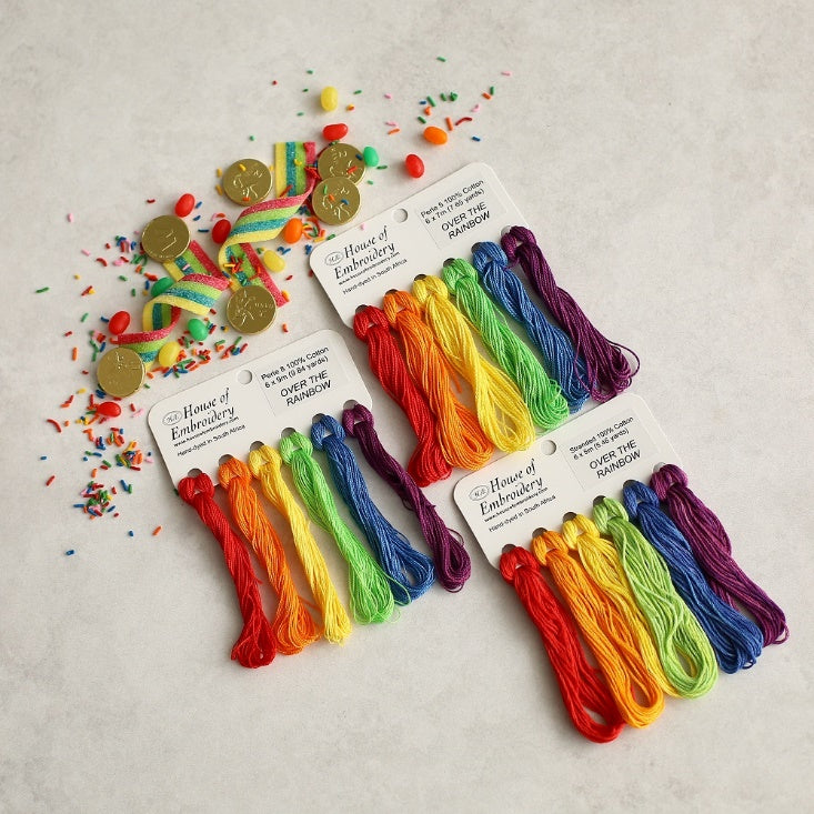 Hand Dyed Perle 8 threads x 6 : Over The Rainbow