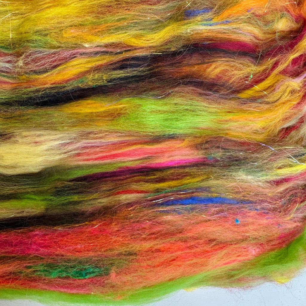Hand Carded BATT for Spinning & Felting : Run Rabbit Run 175g