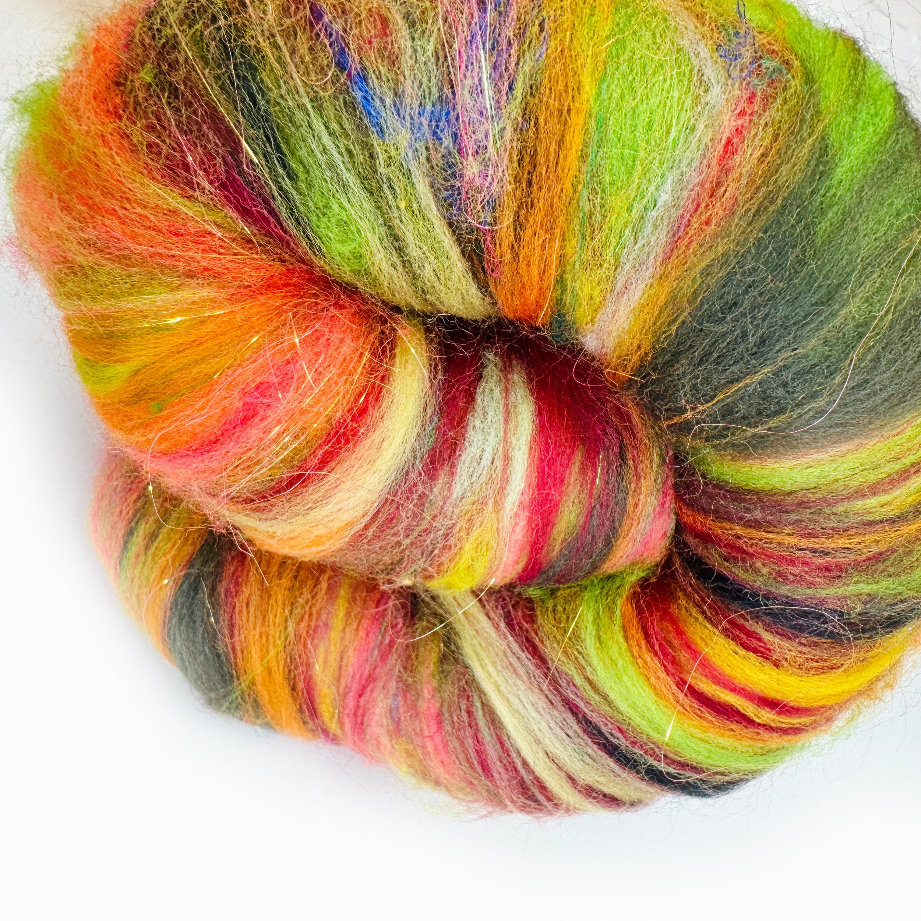 Hand Carded BATT for Spinning & Felting : Run Rabbit Run 175g