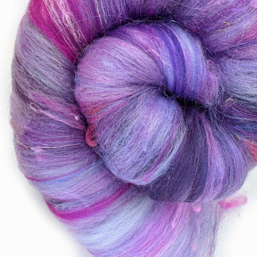 Hand Carded BATT for Spinning & Felting : 'Purple Haze' 180g