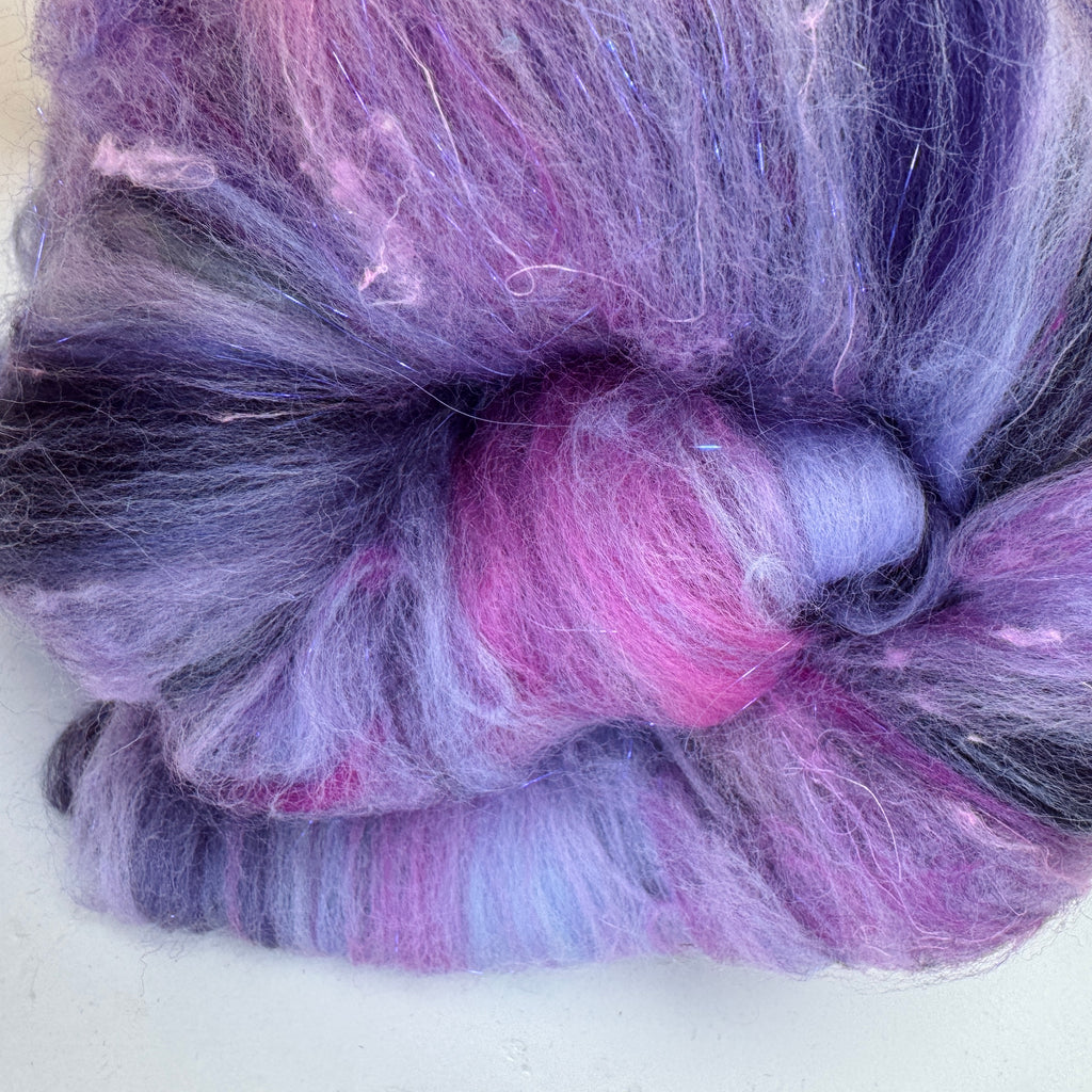 Hand Carded BATT for Spinning & Felting : 'Purple Haze' 180g