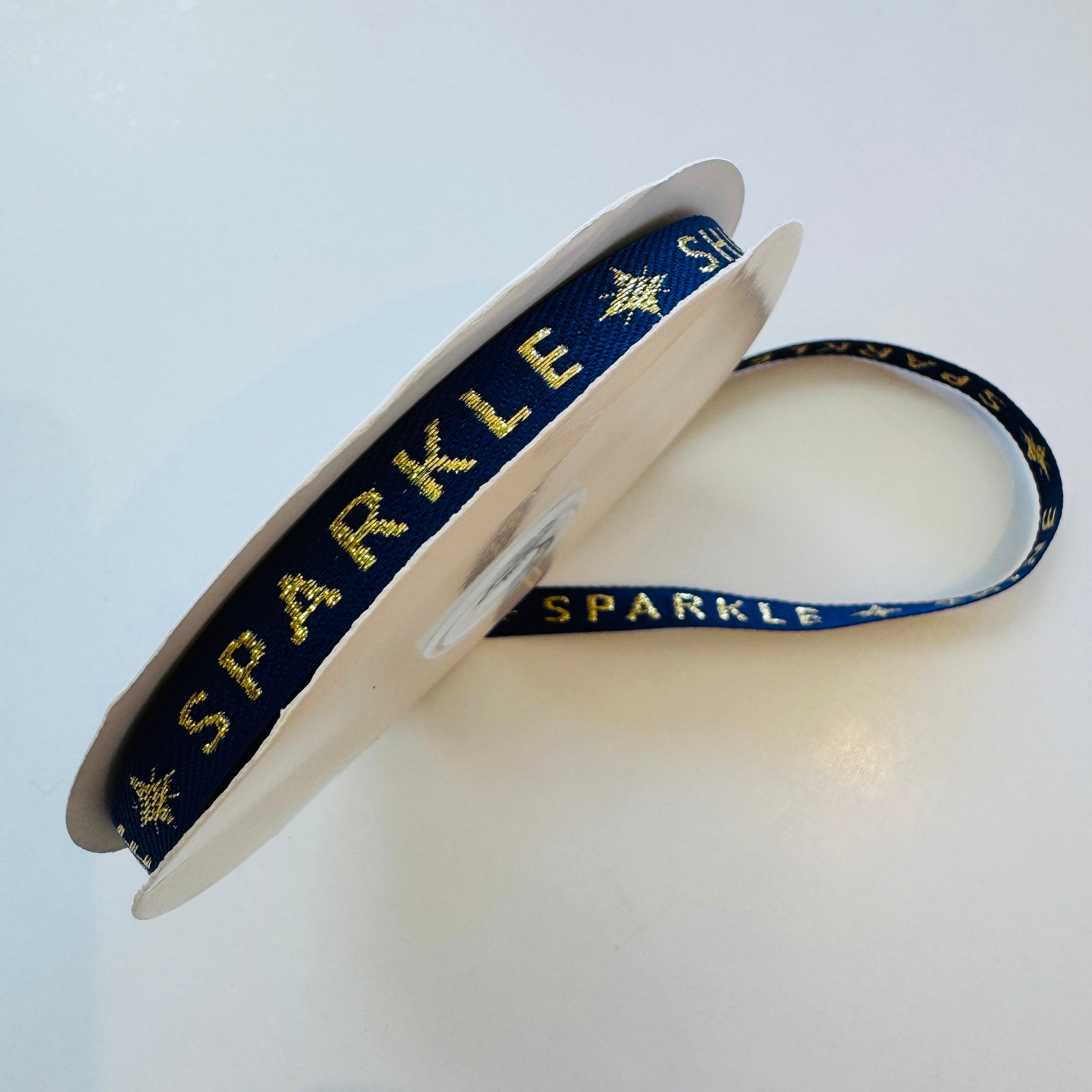 Sparkle & Shine Ribbon Navy & Gold 10mm - per metre