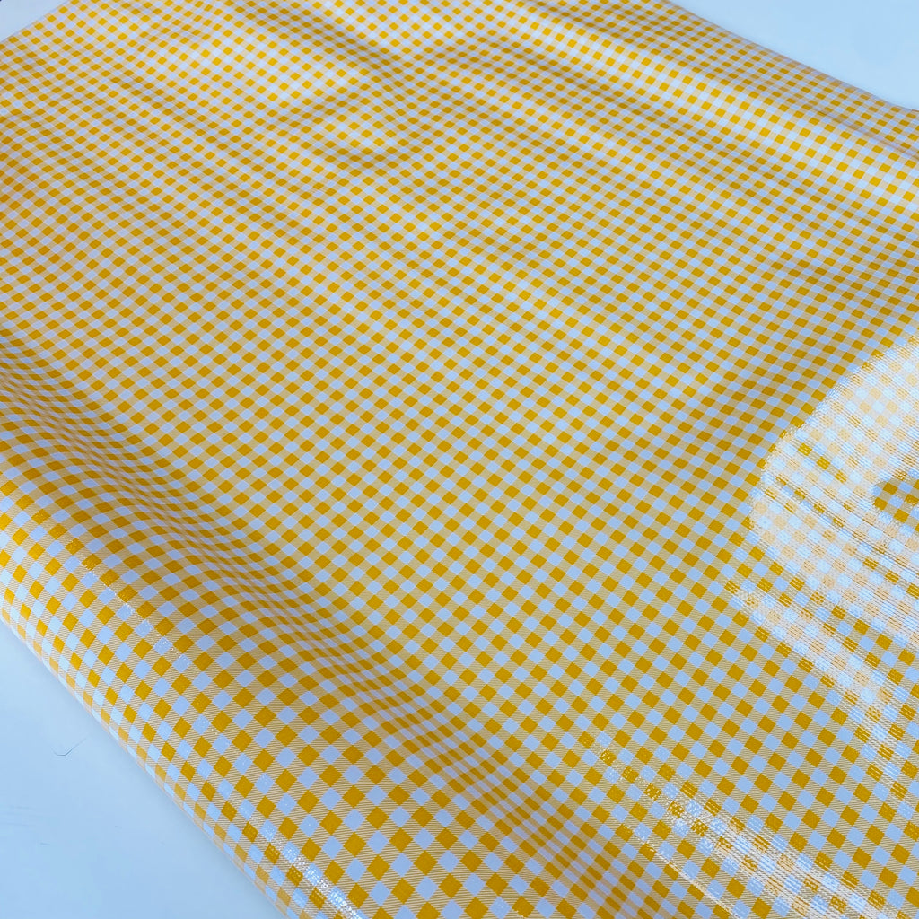 Mexican Oilcloth per metre : Yellow Gingham