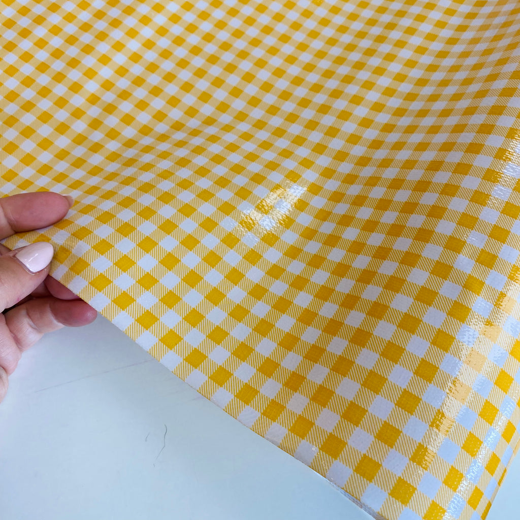 Mexican Oilcloth per metre : Yellow Gingham