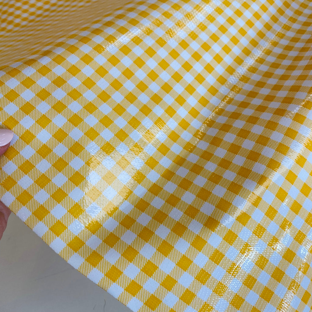 Mexican Oilcloth per metre : Yellow Gingham