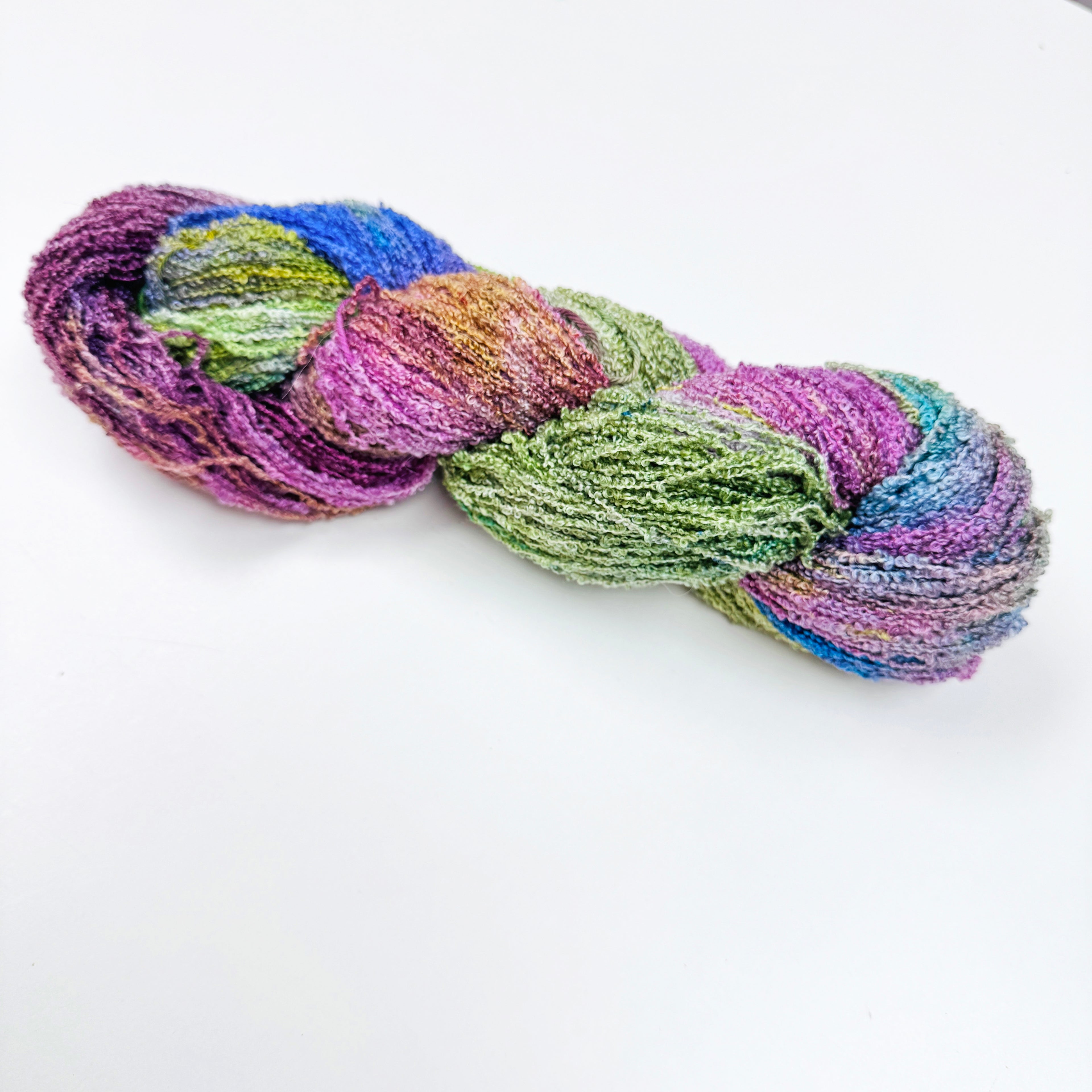 Gilliangladrag Hand Dyed Silk Bouclé Yarn : Lost in the Magical Garden 100g