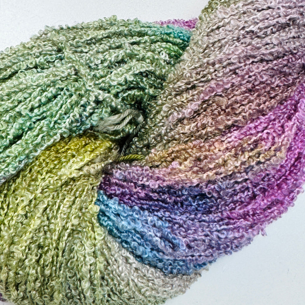 Gilliangladrag Hand Dyed Silk Bouclé Yarn : Lost in the Magical Garden 100g