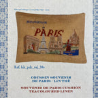 Sajou Cross Stitch Cushion Kit : Paris Cushion On Tea Coloured Linen