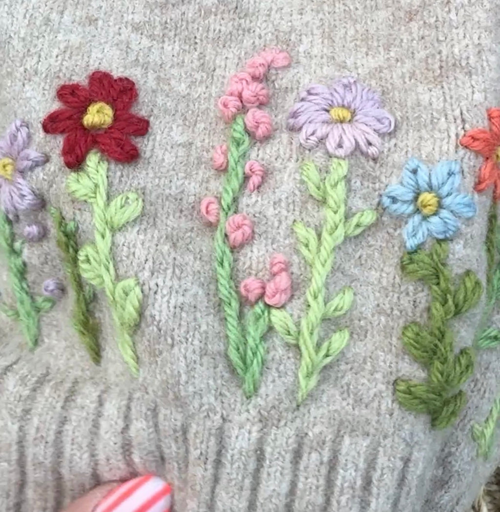 Wool Hand Embroidery on Knitting Workshop