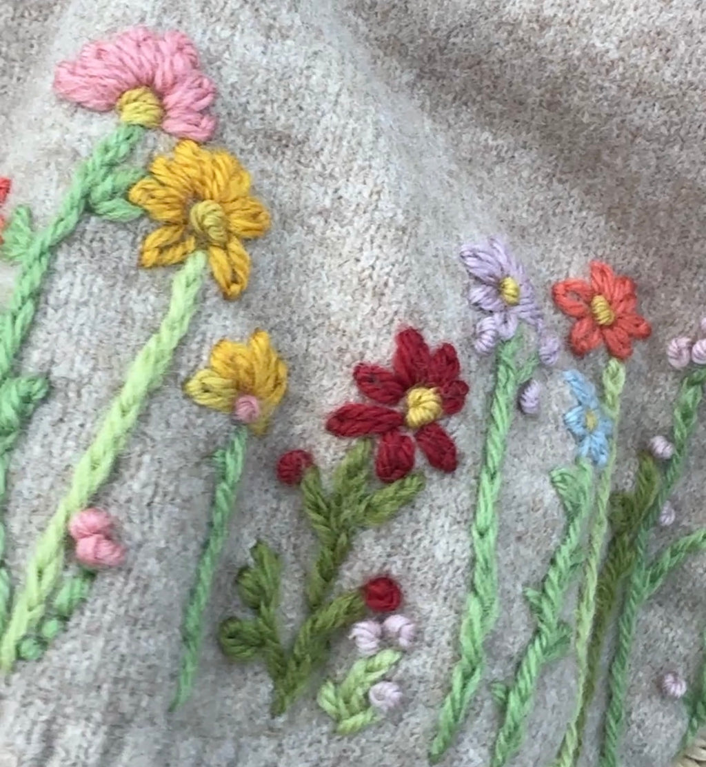 Wool Hand Embroidery on Knitting Workshop