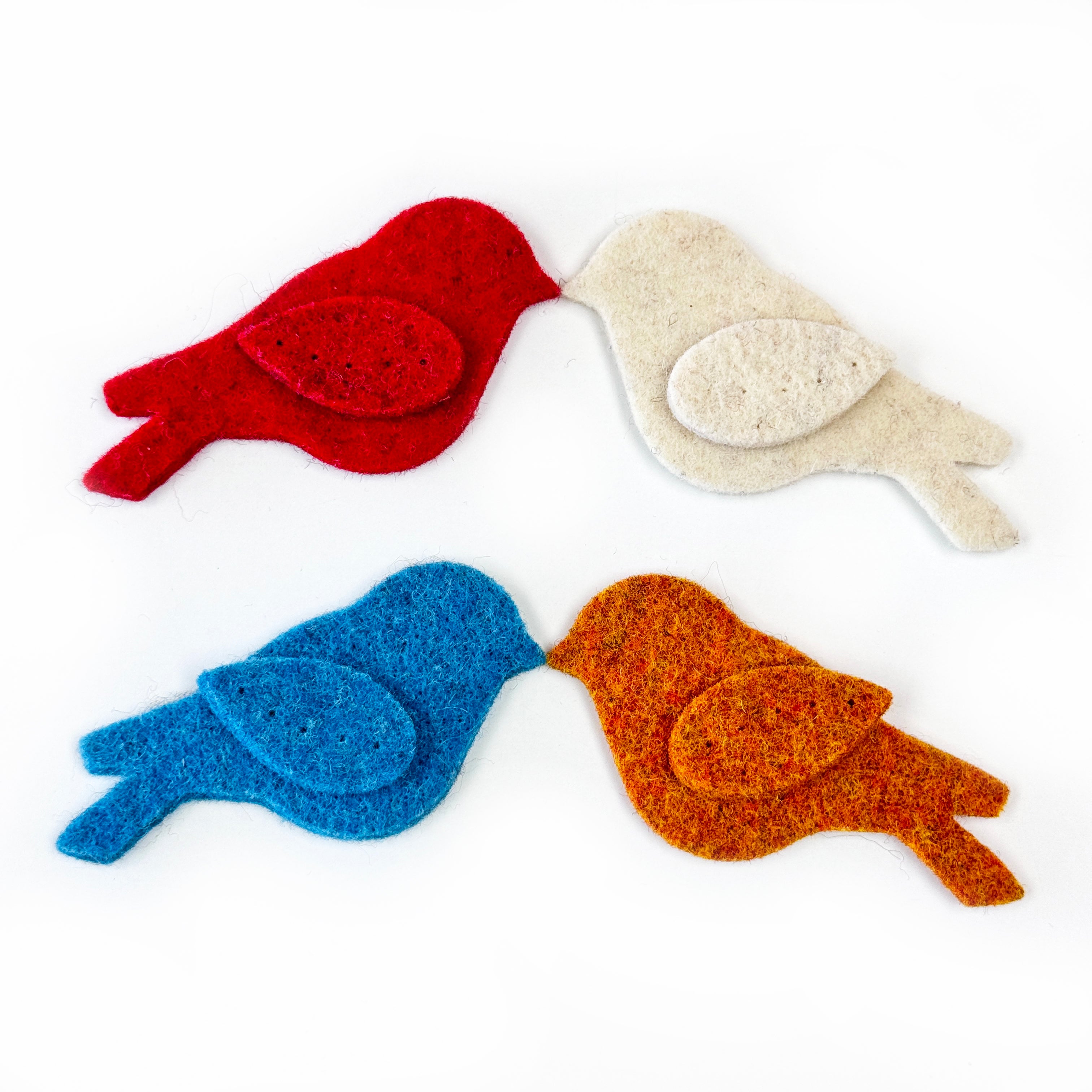 Wool Felt Bird with Wing Shape x 1 : Orange