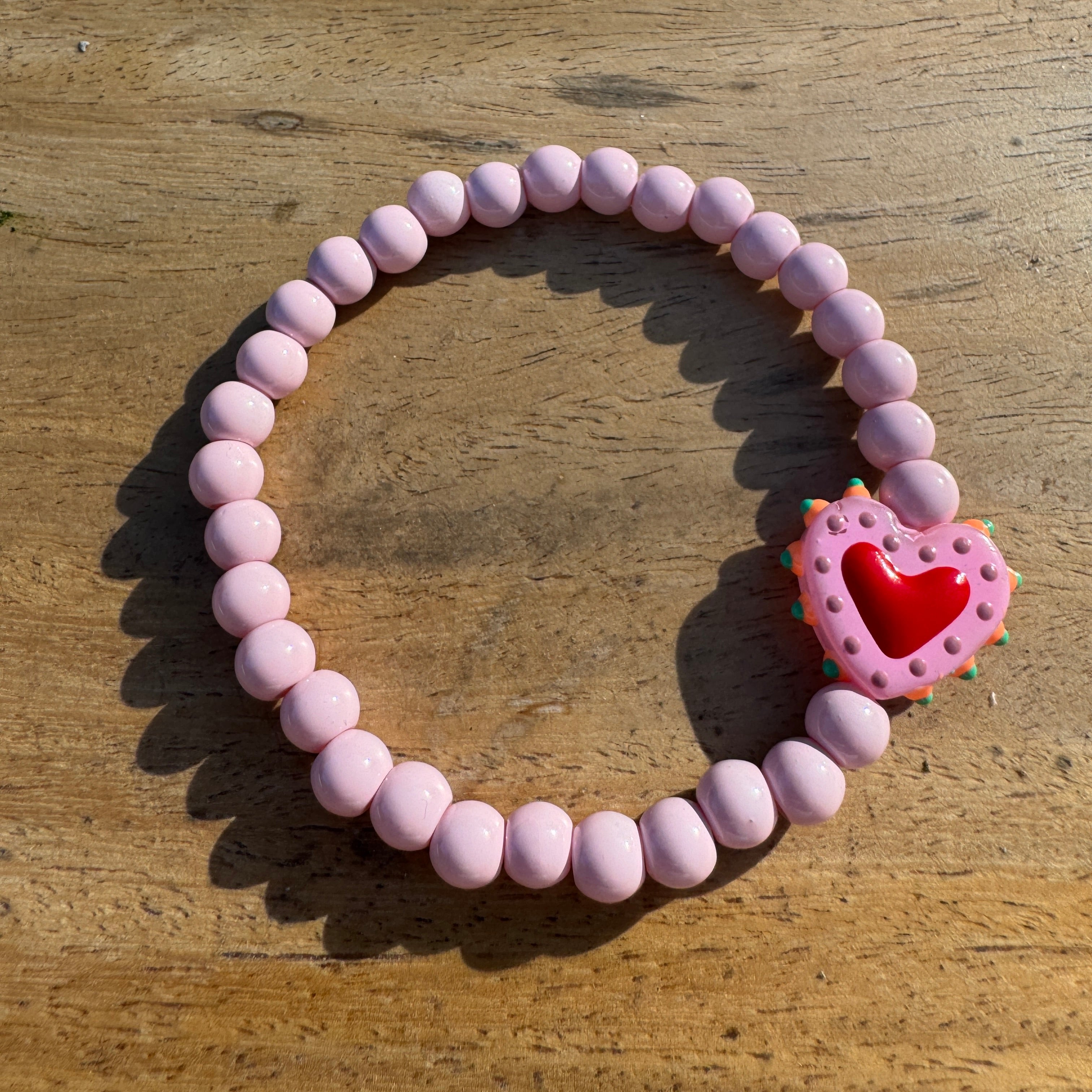 Pink Heart Bracelet Kit with Glass Beads
