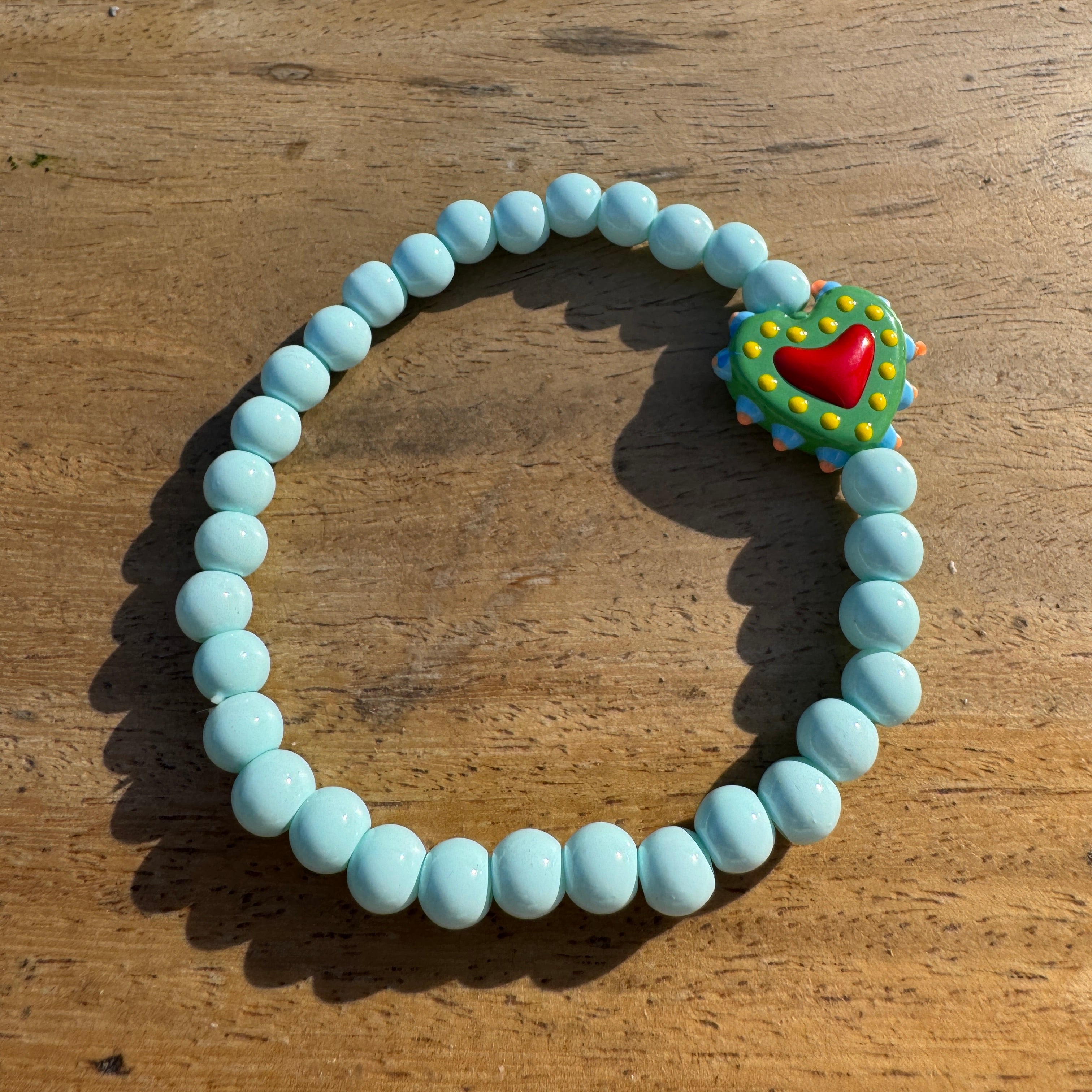 Green Heart Bracelet Kit with Glass Beads