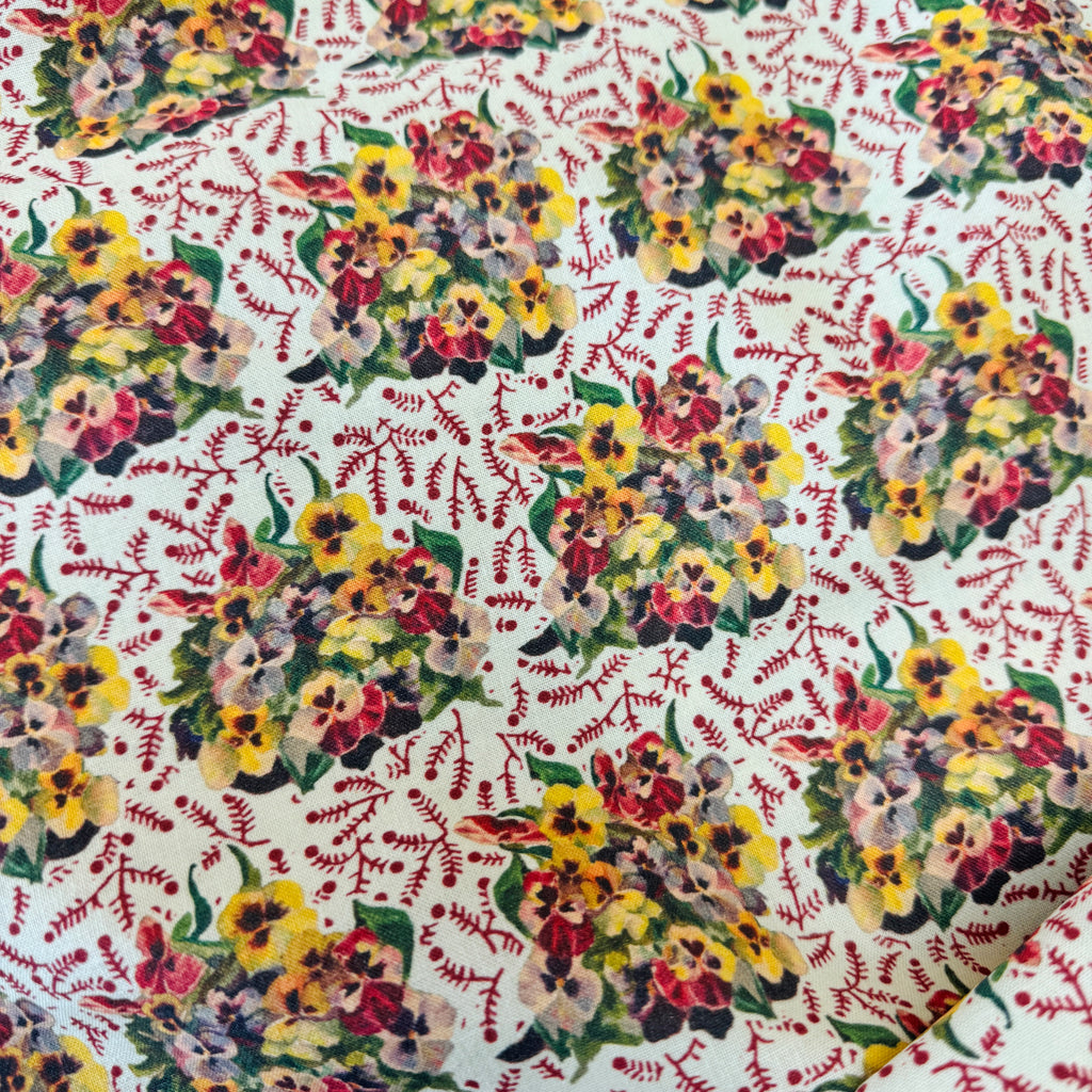 Sajou Cotton Pansies 100% Cotton per HALF metre