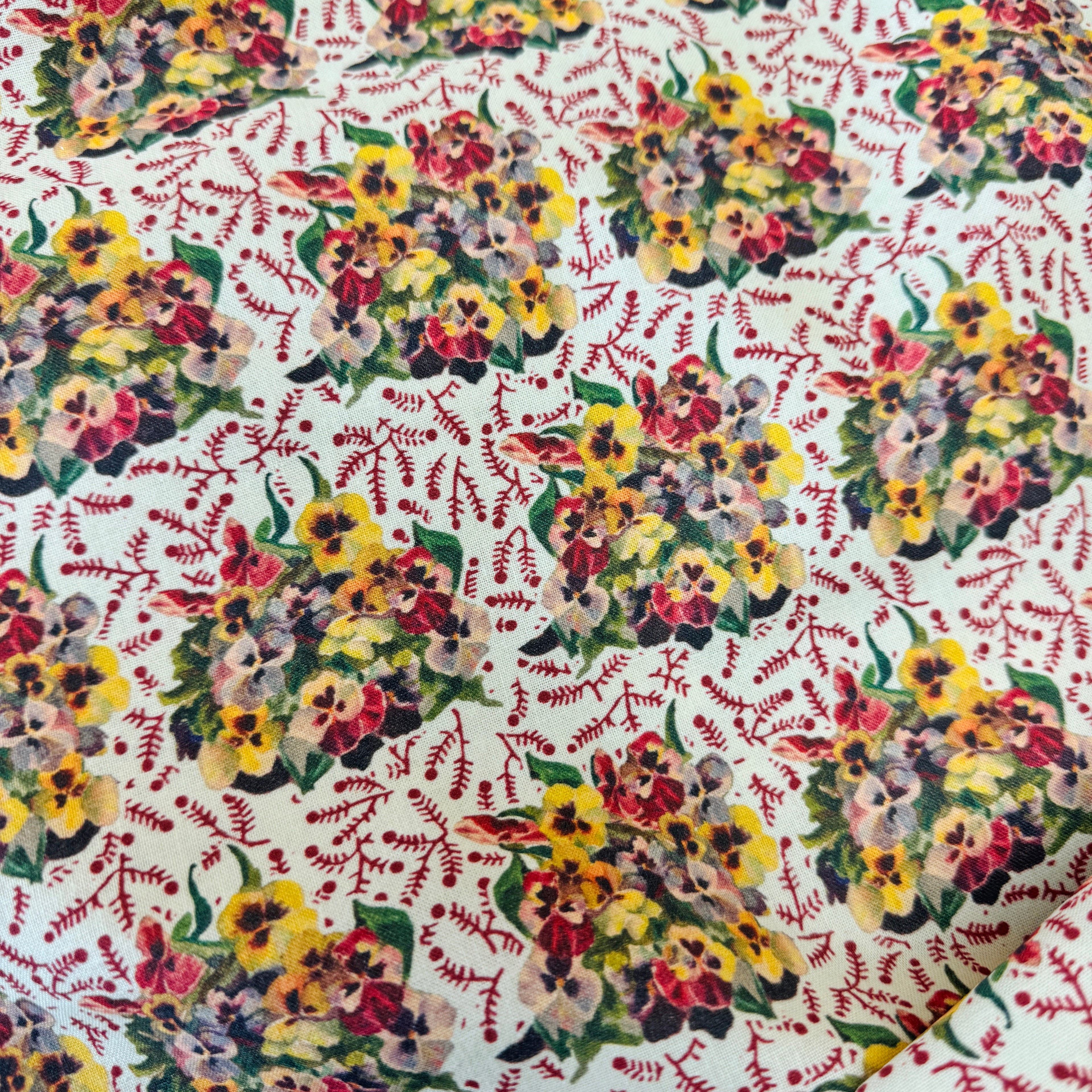 Sajou Cotton Pansies 100% Cotton per HALF metre
