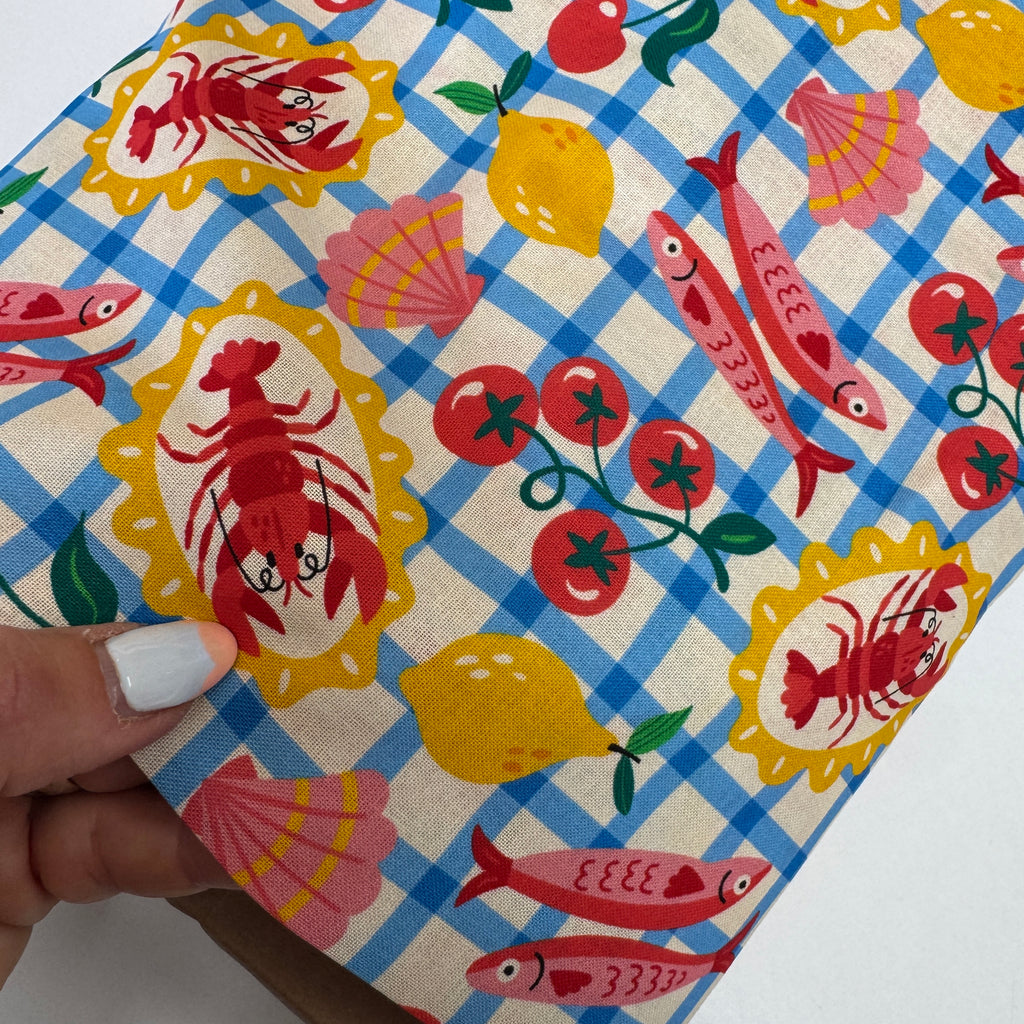 Little Johnny Cotton Seafood Picnic Fabric - per metre