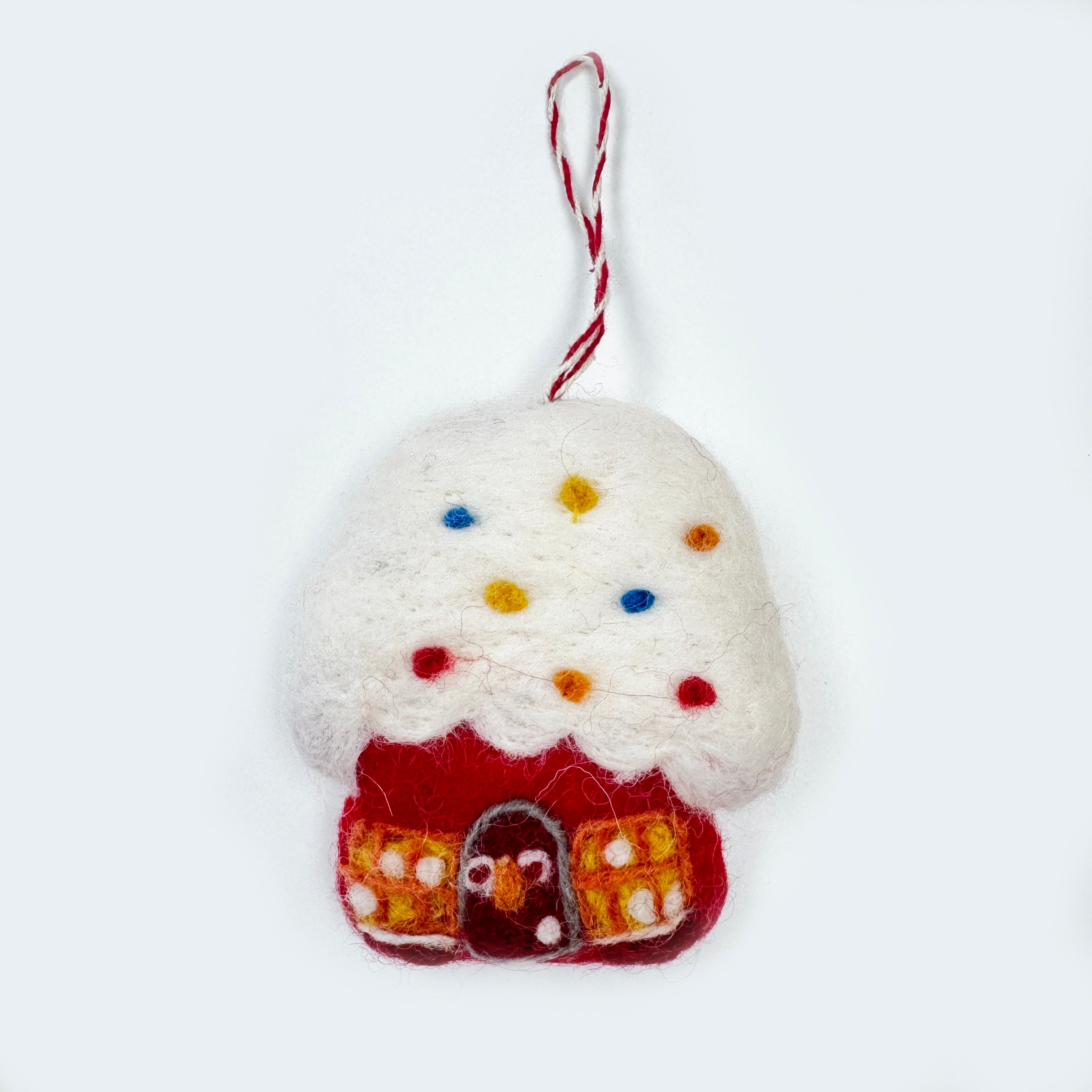 Gingerbread House : Handmade Biodegradable Felt Hanging Decoration