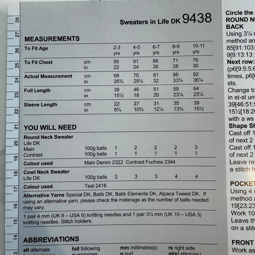 Kids Sweater Pattern 9438 Age 2-11 years