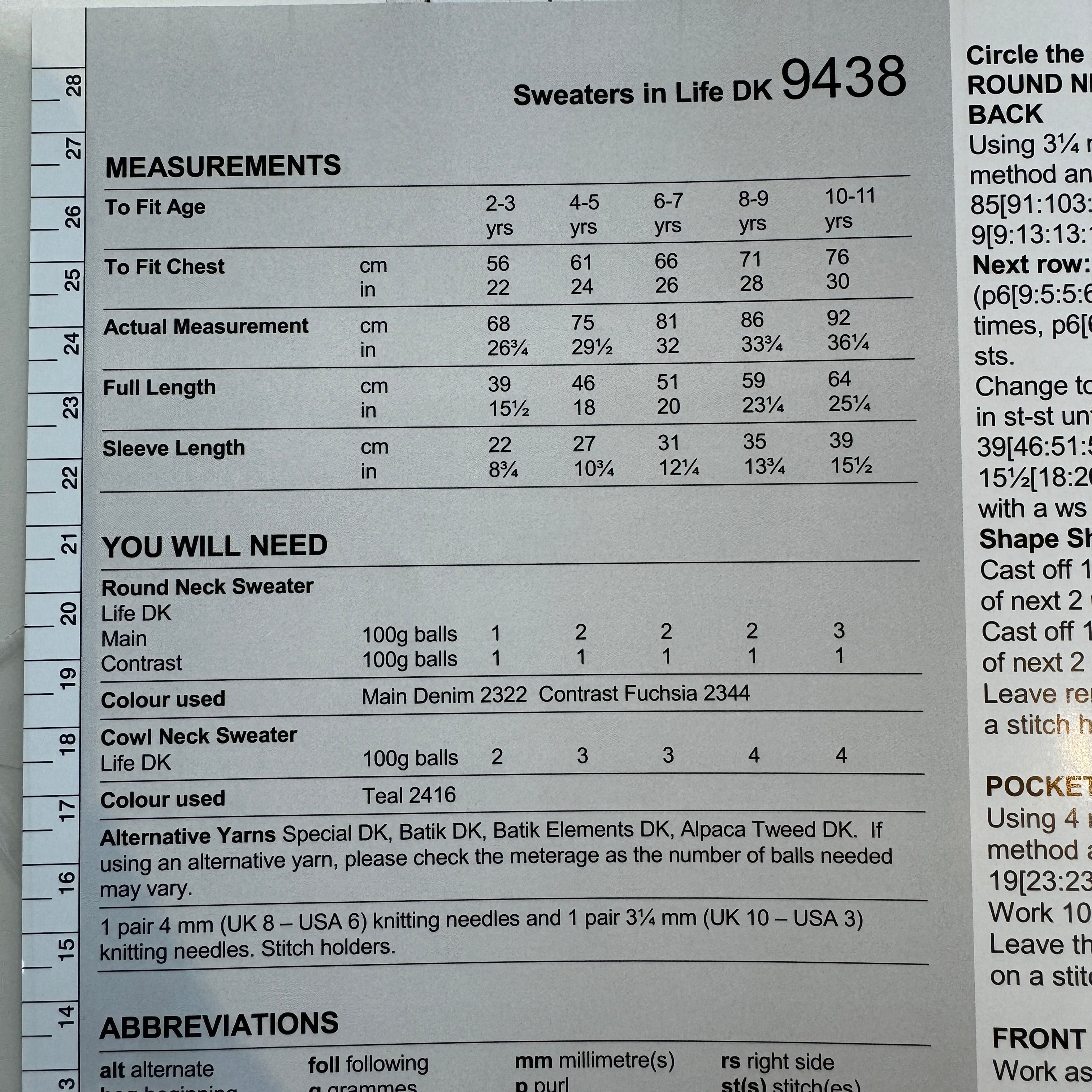 Kids Sweater Pattern 9438 Age 2-11 years