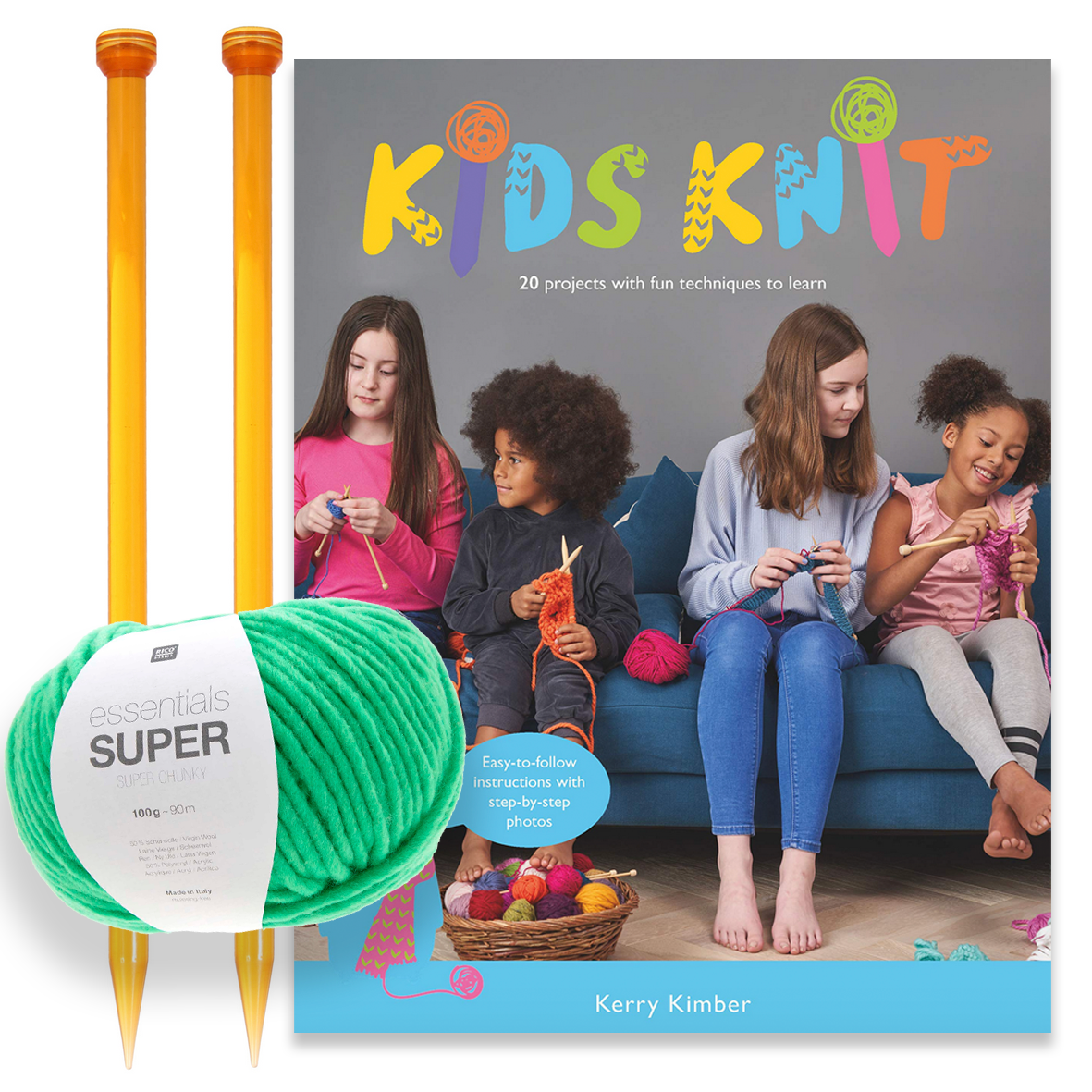 Kids Knitting Kit : includes Needles, Book & Yarn