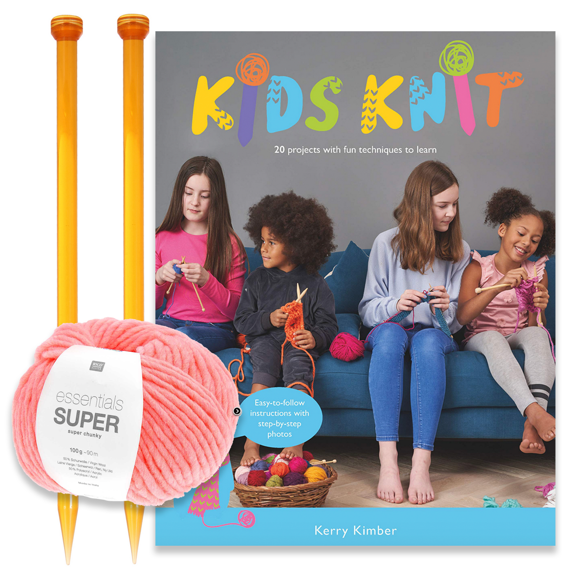 Kids Knitting Kit : includes Needles, Book & Yarn