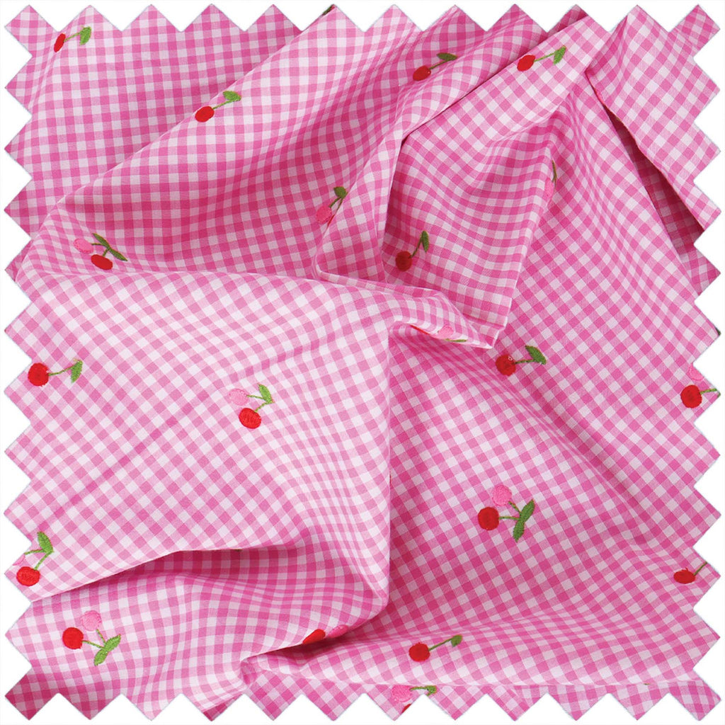 Knitting Bag with Pin Storage: Embroidered Cherries