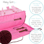 Knitting Bag with Pin Storage: Embroidered Cherries