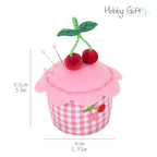 Pincushion: Cupcake: Embroidered Cherries