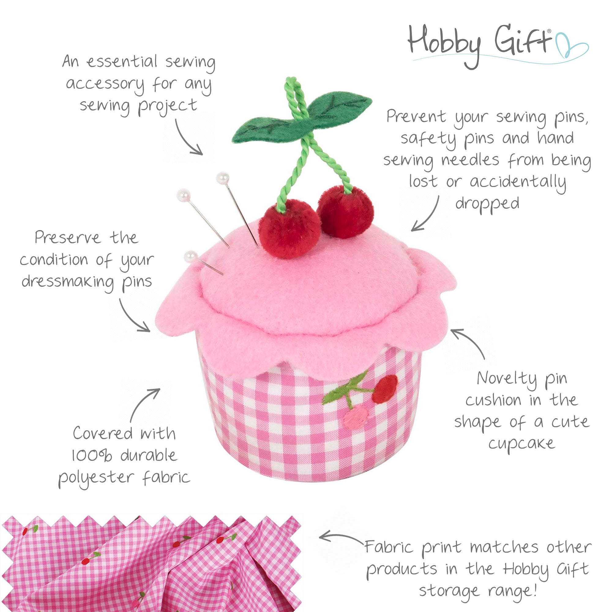 Pincushion: Cupcake: Embroidered Cherries