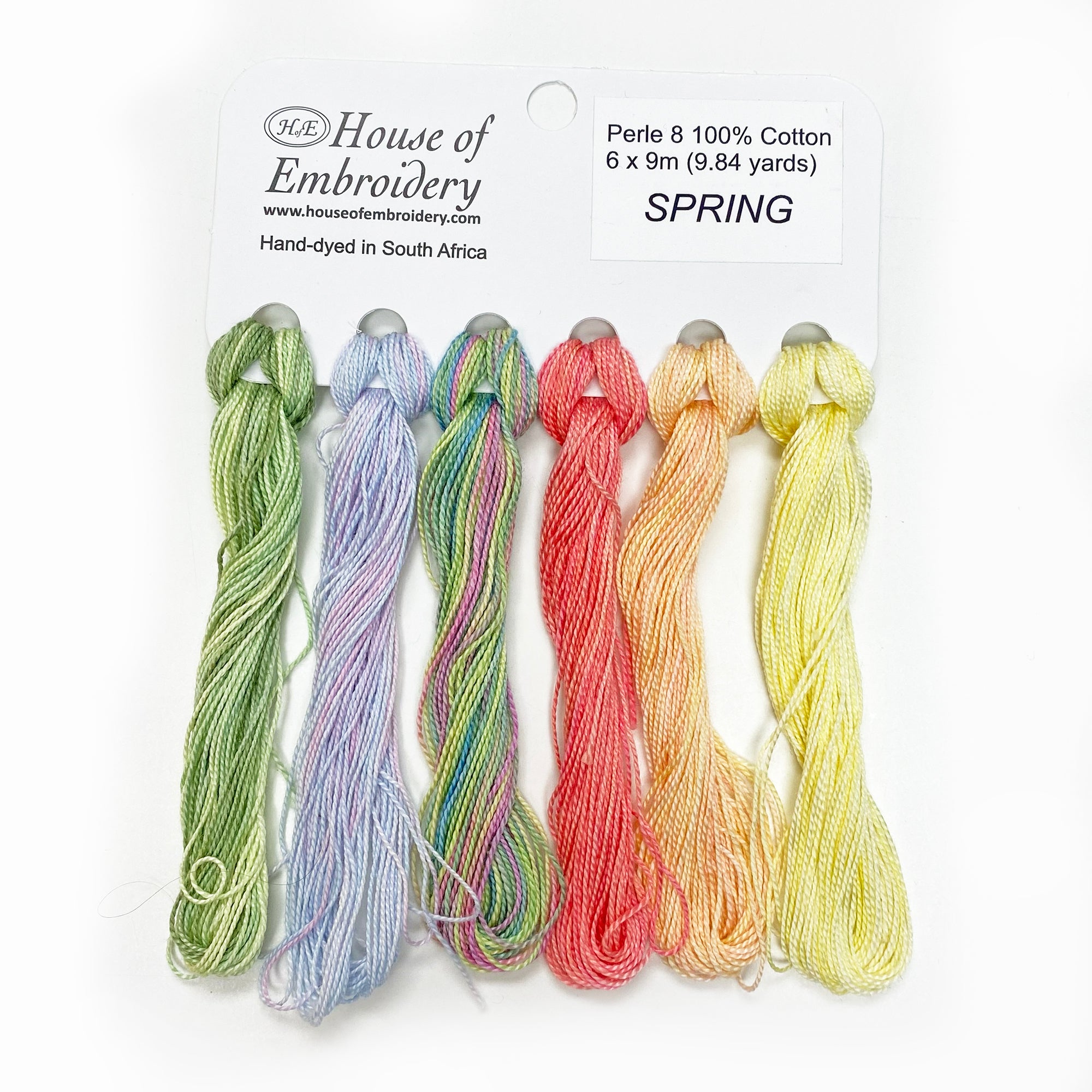 Hand Dyed Perle 8 threads x 6 : Spring